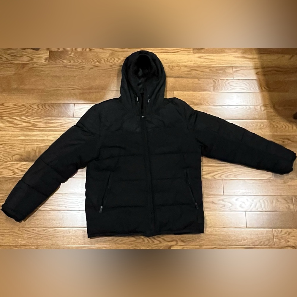 ZARA Men's Black Hooded Winter Puffer Jacket
